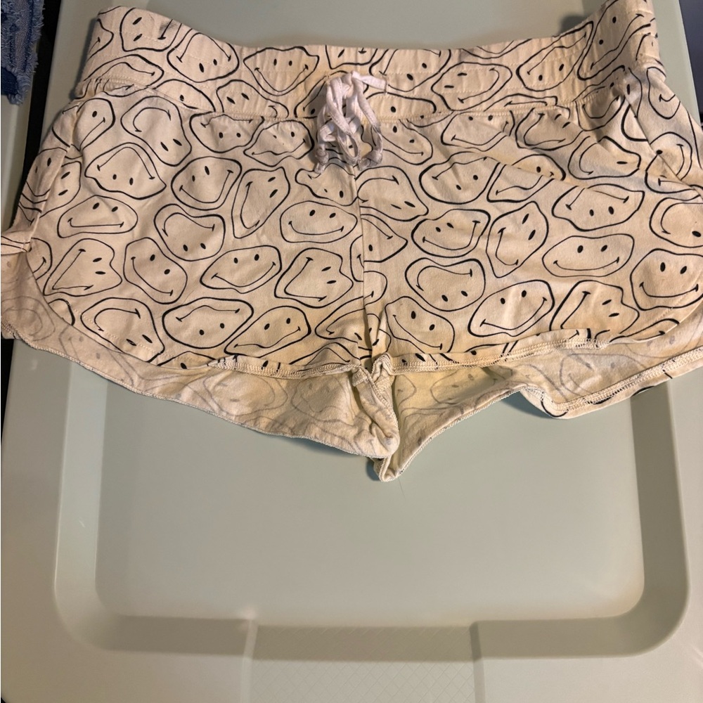 American Eagle Outfitters Cream Smiley Face Pajama Shorts